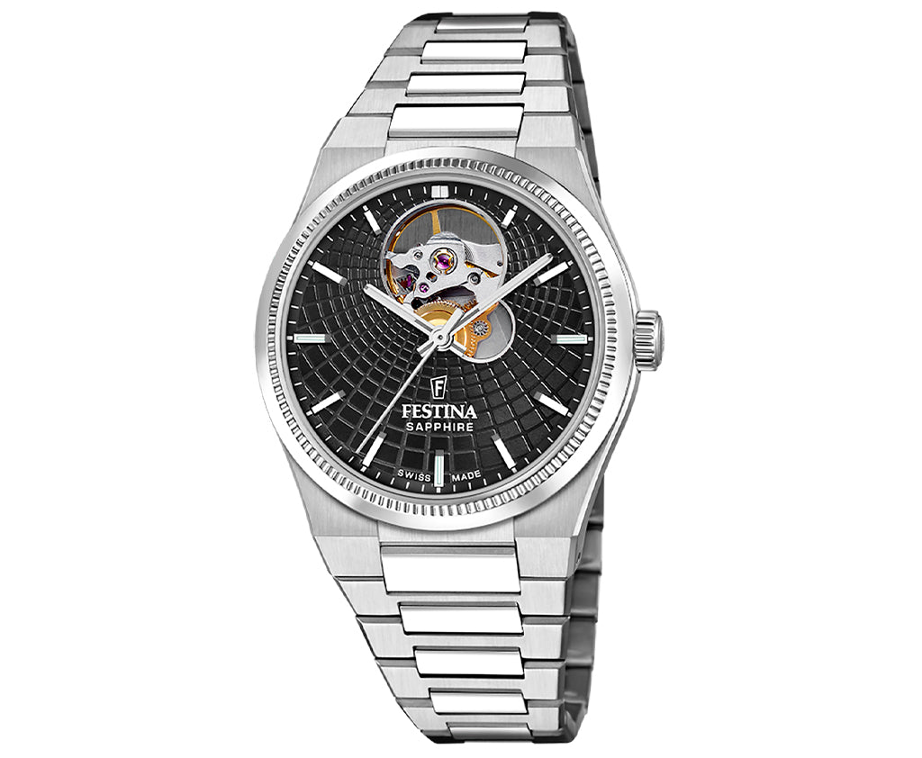 Festina Swiss Made Rive Stainless Steel Analog Mens Watch I Model F20054/6 Automatic Movement