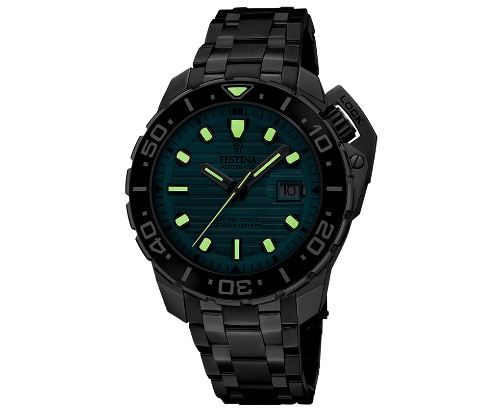 Festina Swiss Made Diver Stainless Steel Analog Mens Watch I Model F20043/5 Automatic Movement