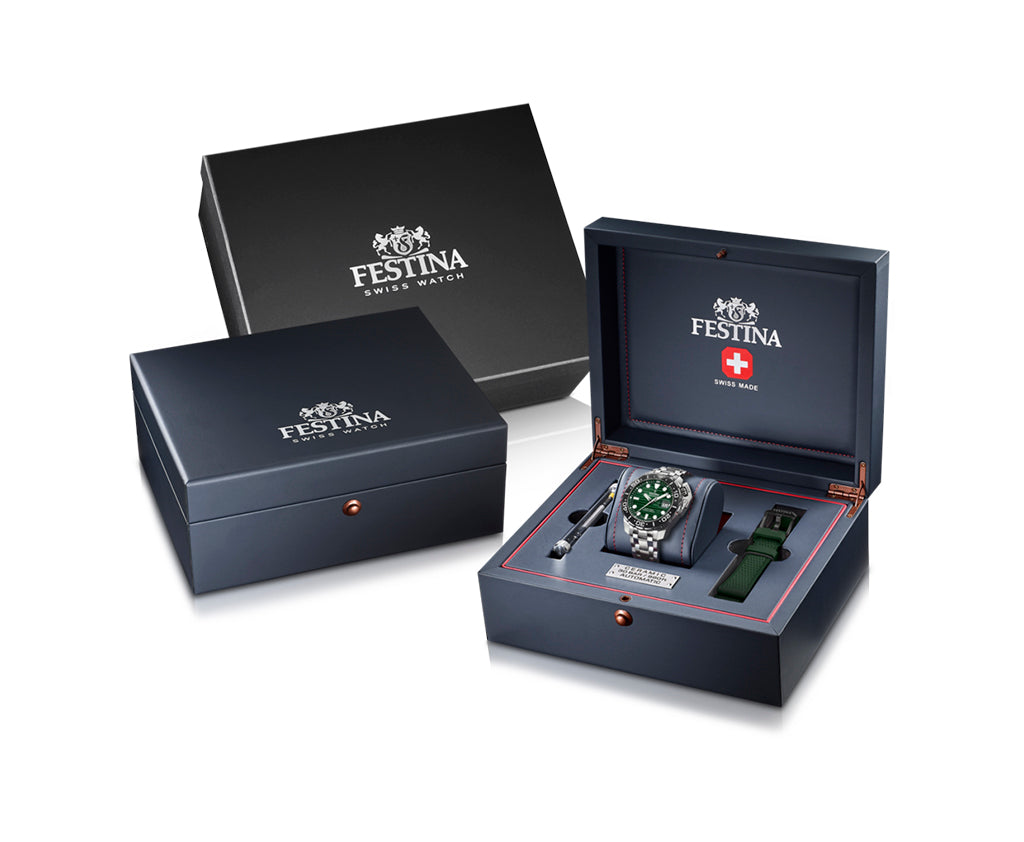 Festina Swiss Made Diver Stainless Steel Analog Mens Watch I Model F20043/4 Automatic Movement