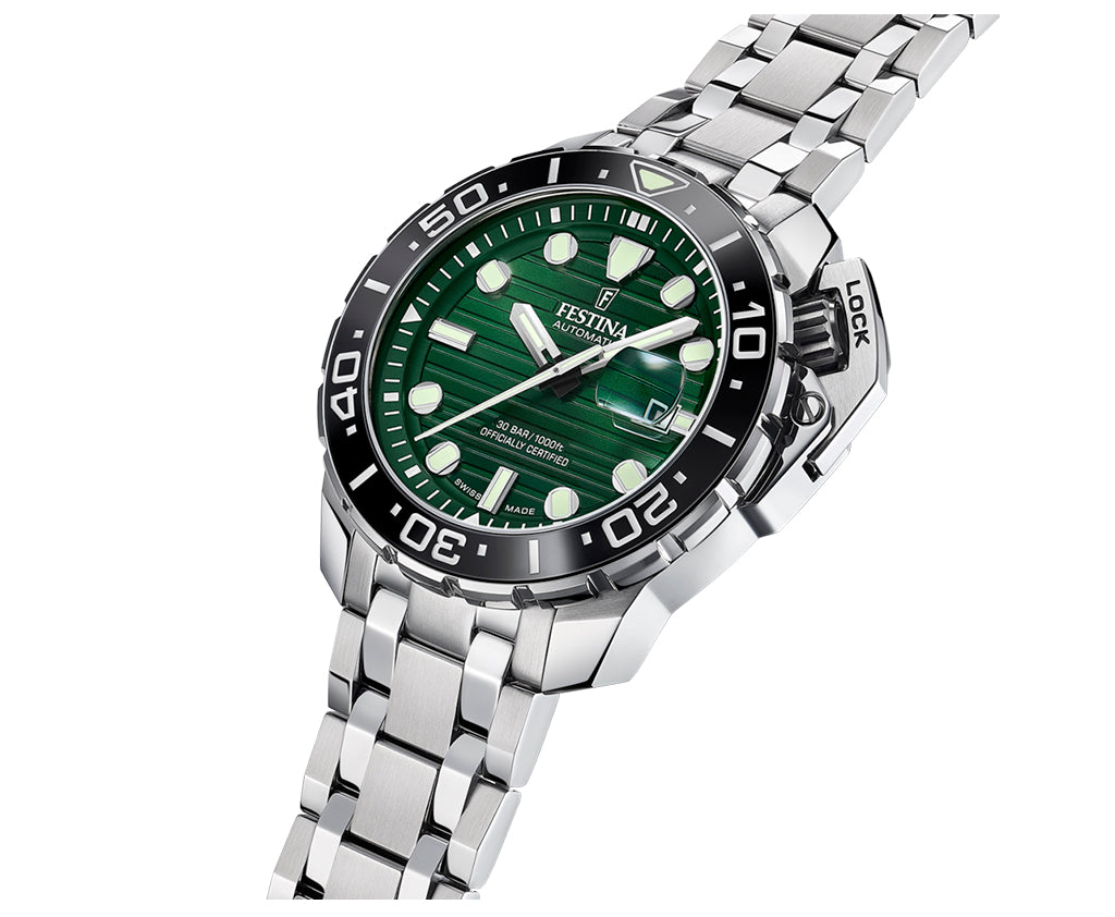 Festina Swiss Made Diver Stainless Steel Analog Mens Watch I Model F20043/4 Automatic Movement