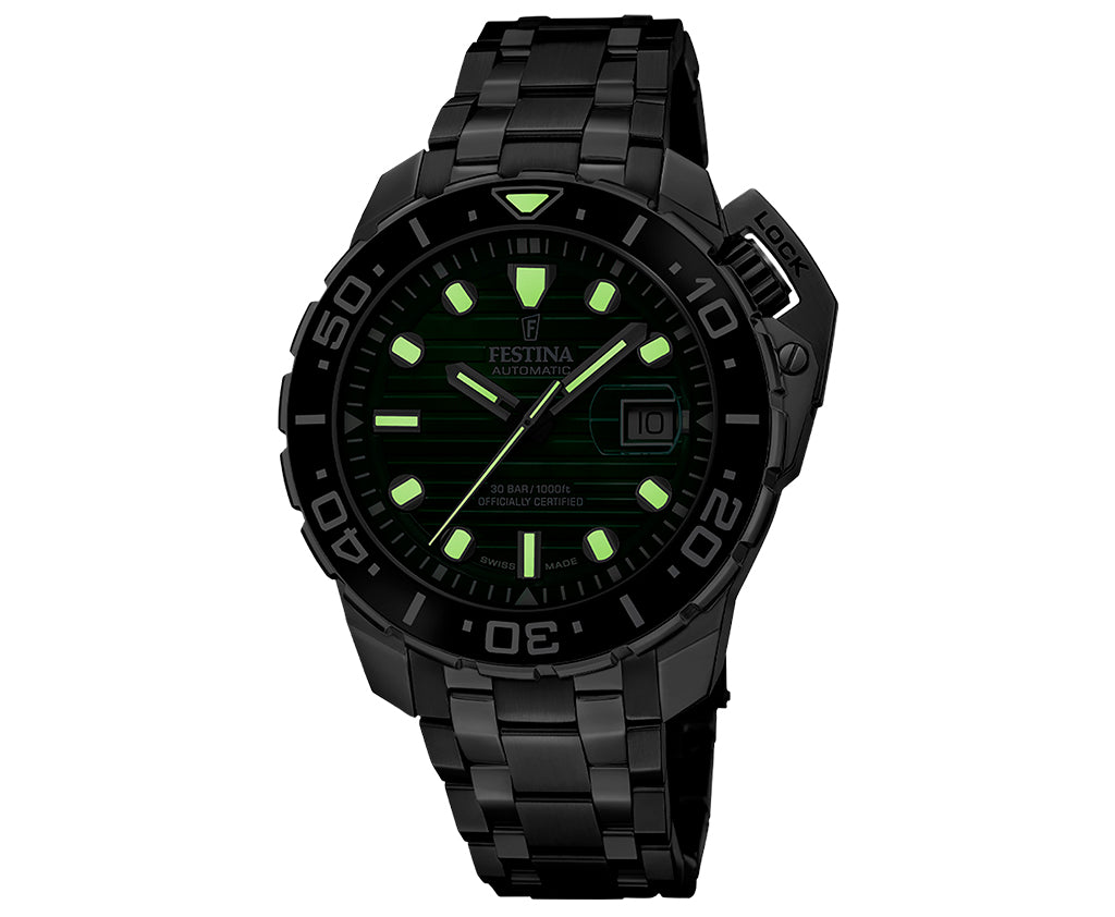 Festina Swiss Made Diver Stainless Steel Analog Mens Watch I Model F20043/4 Automatic Movement