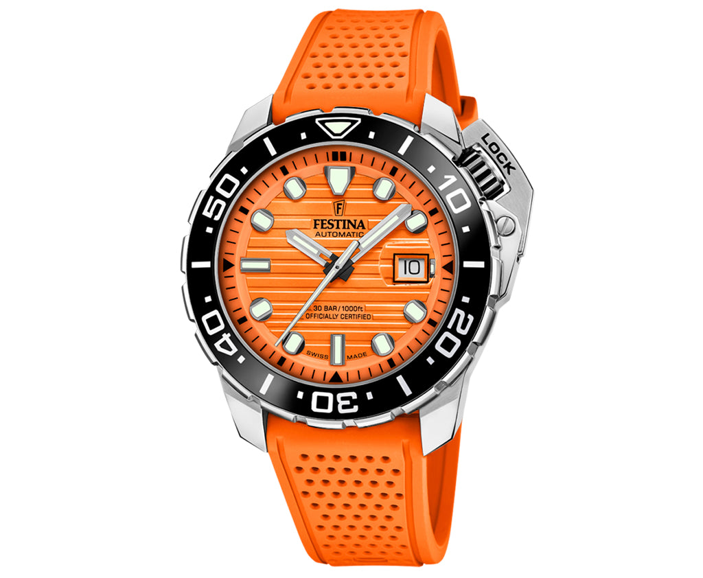 Festina Swiss Made Diver Stainless Steel Analog Mens Watch I Model F20043/3 Automatic Movement