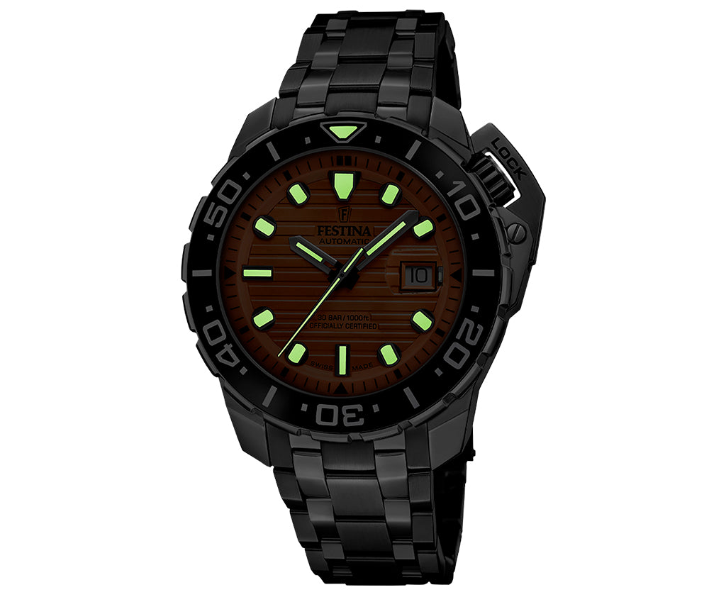 Festina Swiss Made Diver Stainless Steel Analog Mens Watch I Model F20043/3 Automatic Movement