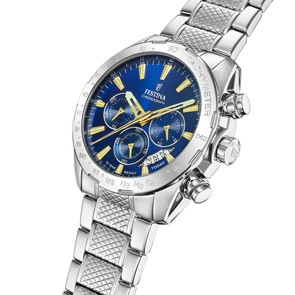 Festina Timeless Chronograph Stainless Steel Chronograph Mens Watch I Model F20668/2 Quartz Movement