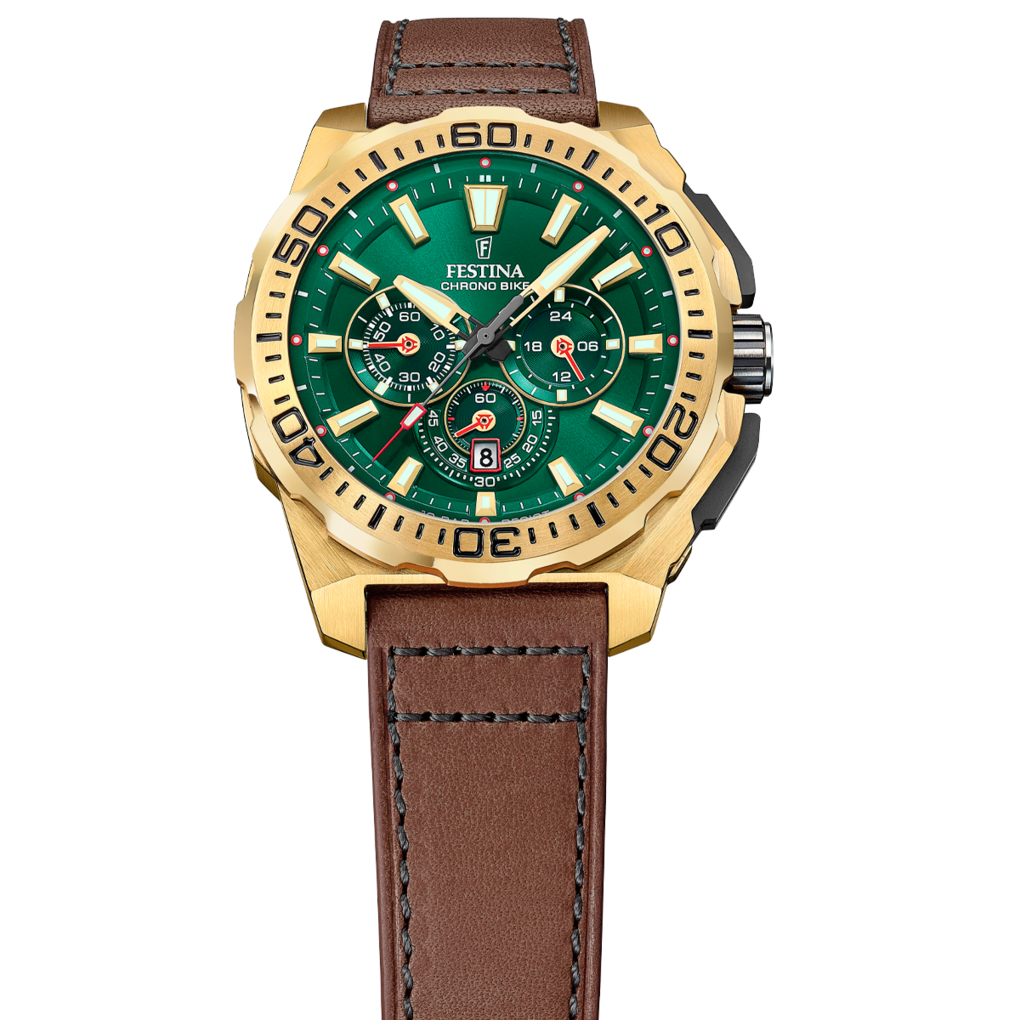 Festina Chrono Bike Leather Chronograph Mens Watch I Model F20728-2 Quartz Movement