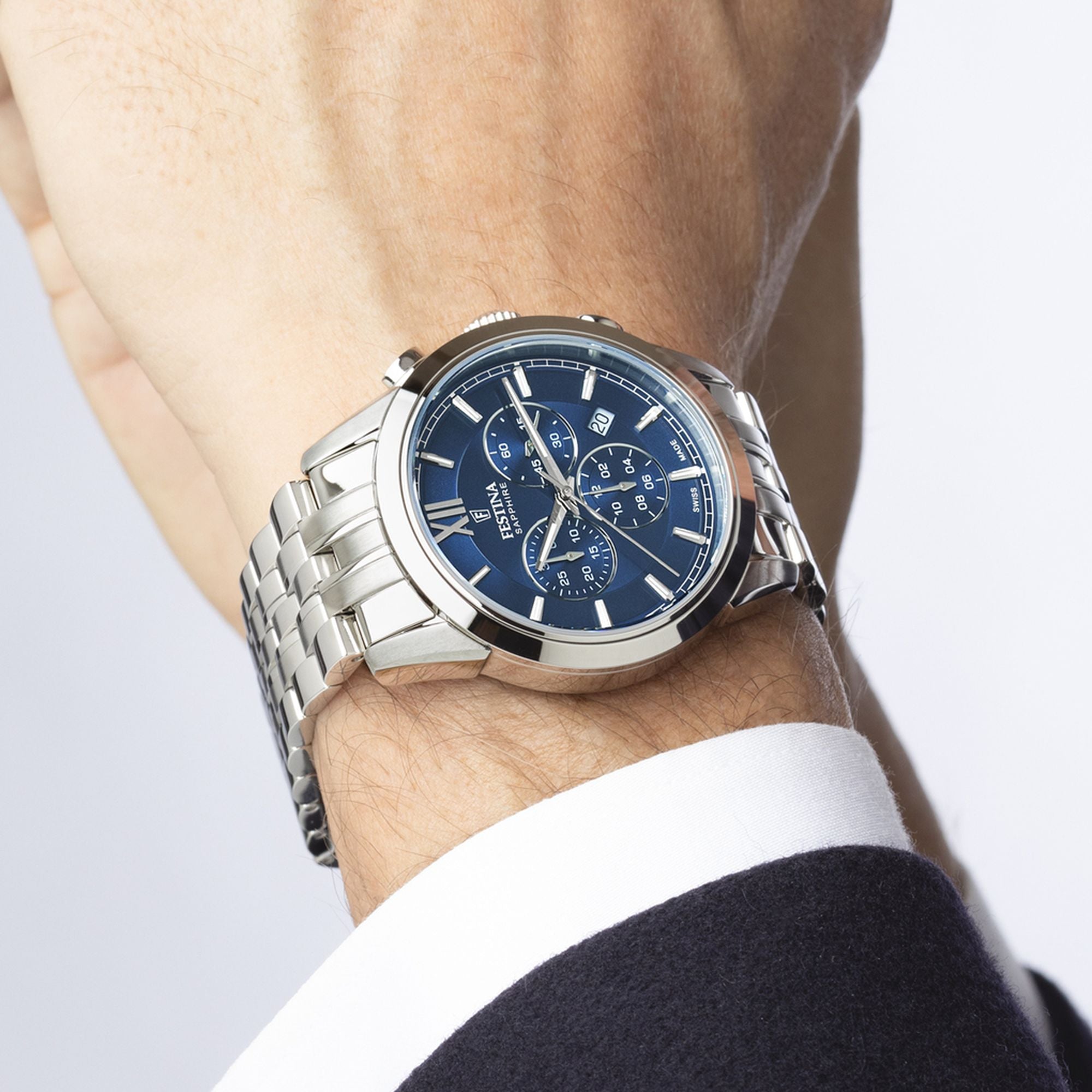 Festina Swiss Made Stainless Steel Chronograph Mens Watch I Model F20040/2 Quartz Movement
