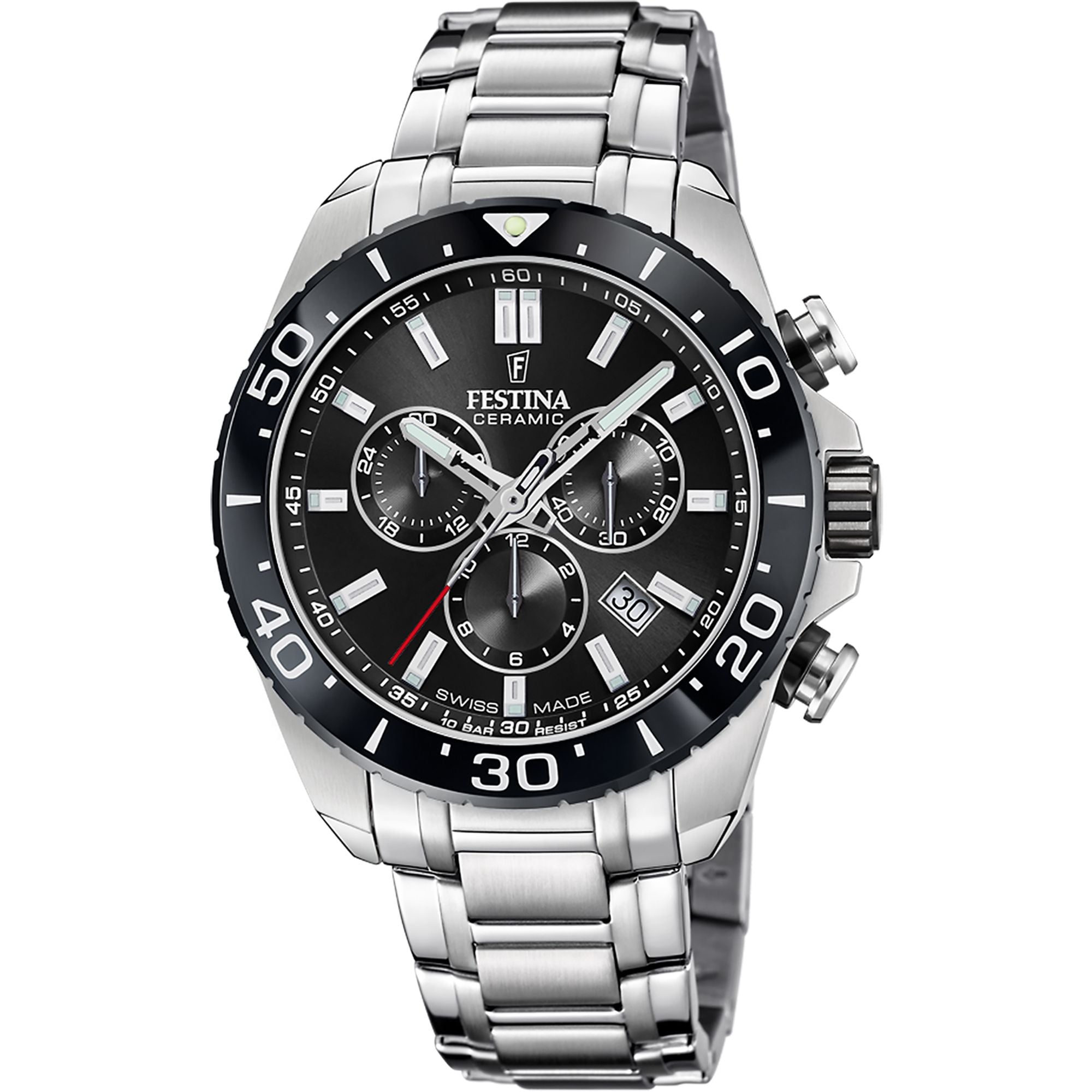 Festina Swiss Made Stainless Steel Chronograph Mens Watch I Model F20042/4 Quartz Movement