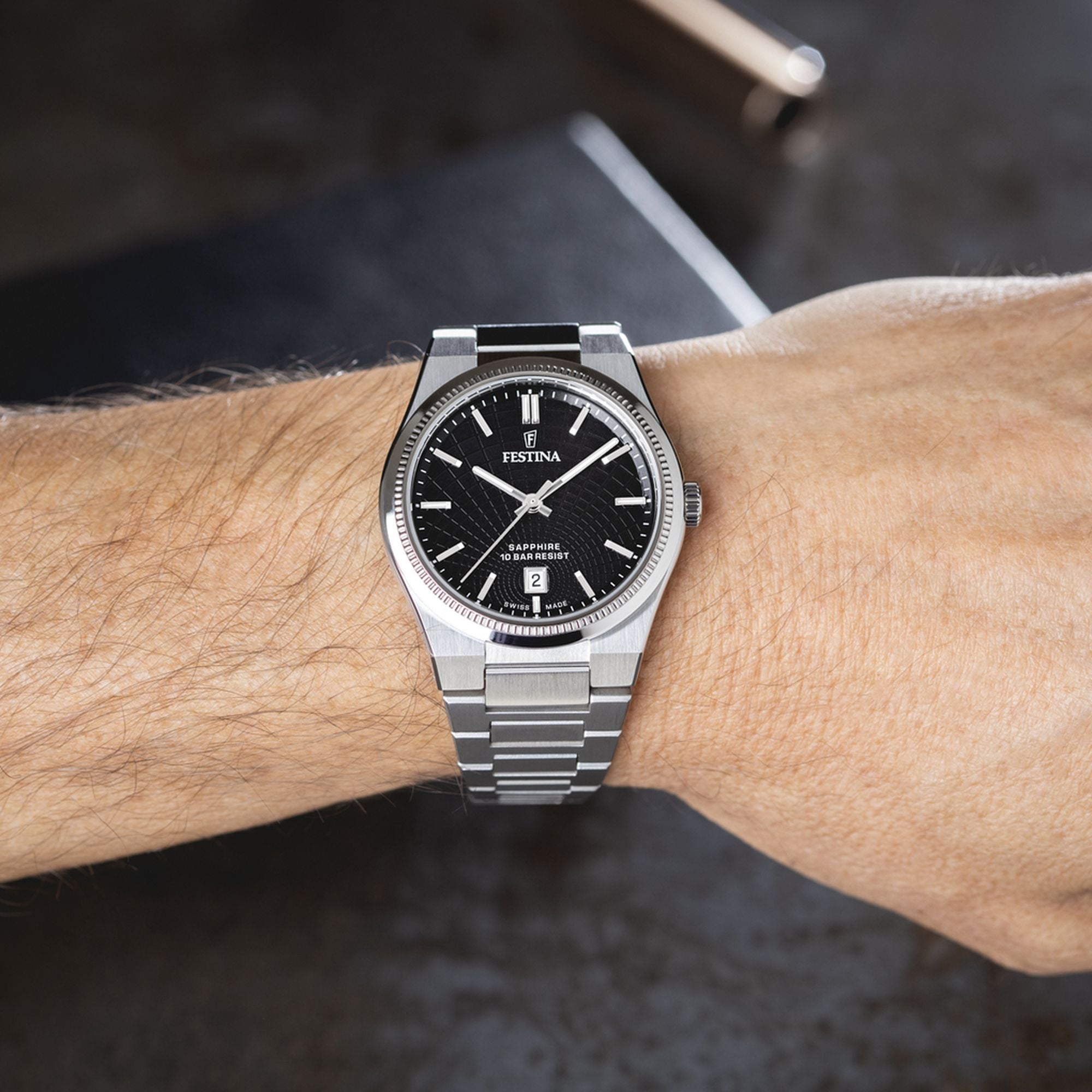 Festina Swiss Made Rive Stainless Steel Analog Mens Watch I Model F20051/6 Quartz Movement