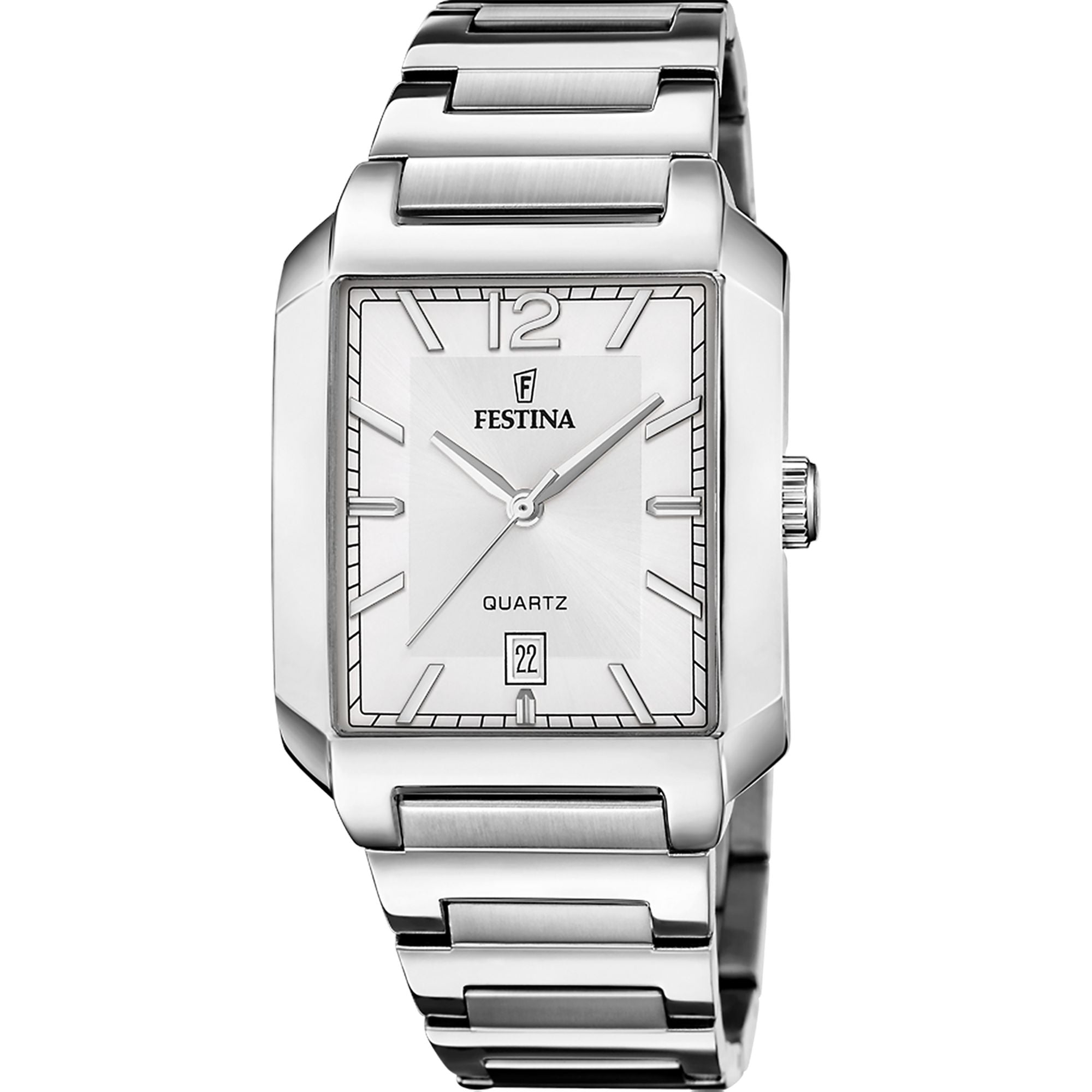 Festina On The Square Stainless Steel Analog Mens Watch I Model F20677/2 Quartz Movement