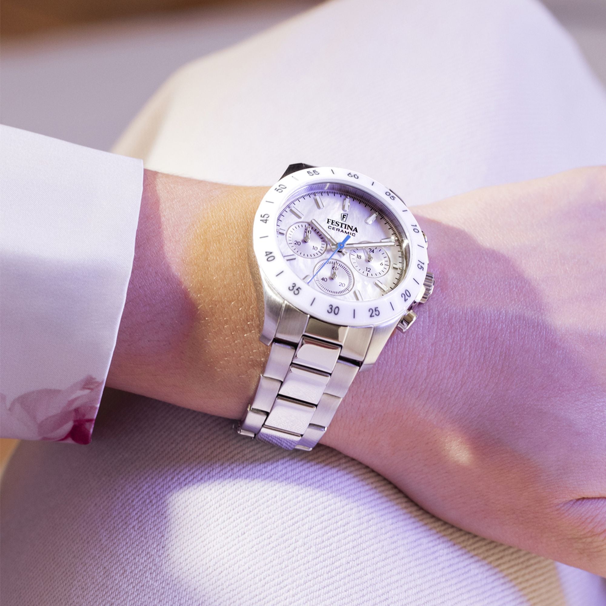 Festina Ceramic Chronograph Ladies Watch I Model F20693/1 Quartz Movement
