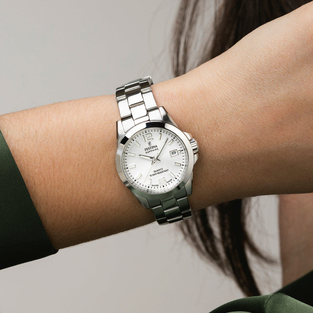 Festina Swiss Made Stainless Steel Analog Ladies Watch I Model F20049-1 Quartz Movement
