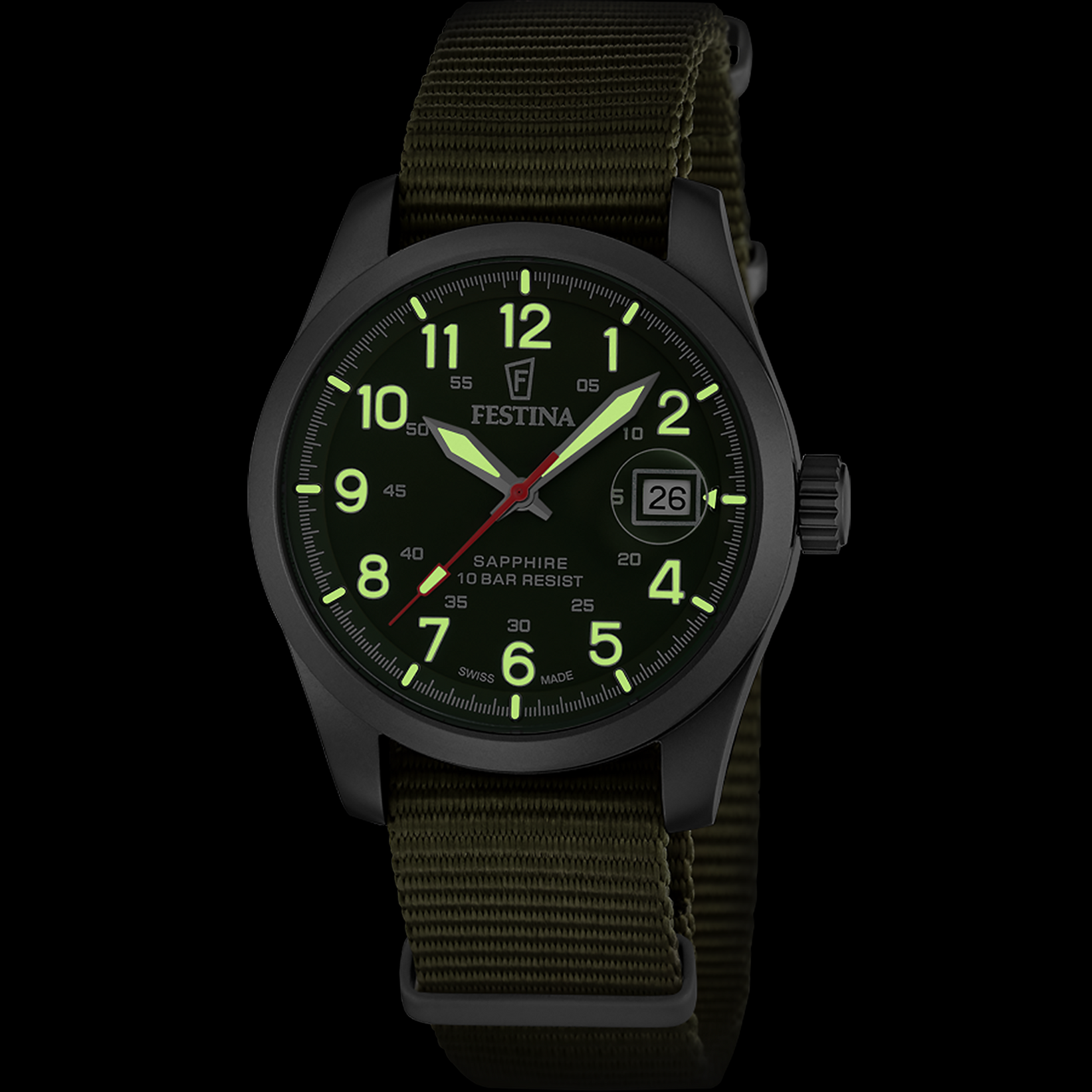 Festina Swiss Made Nylon Analog Mens Watch I Model F20082-2 Quartz Movement