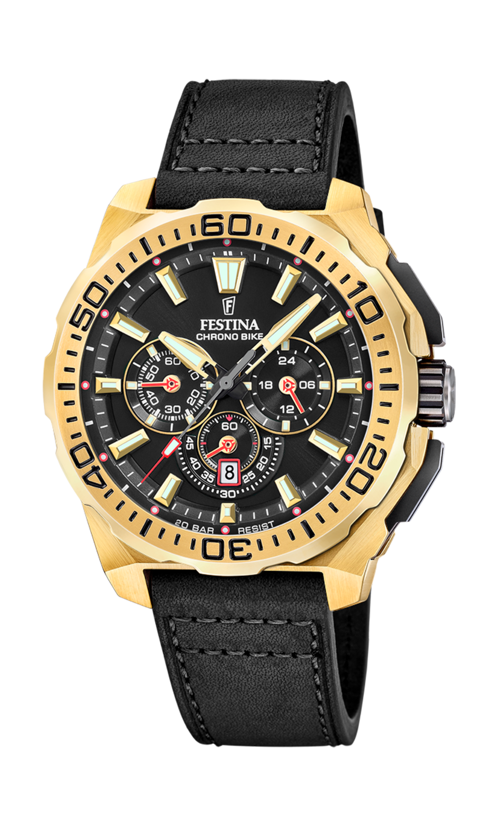 Festina Chrono Bike Leather Chronograph Mens Watch I Model F20728-3 Quartz Movement