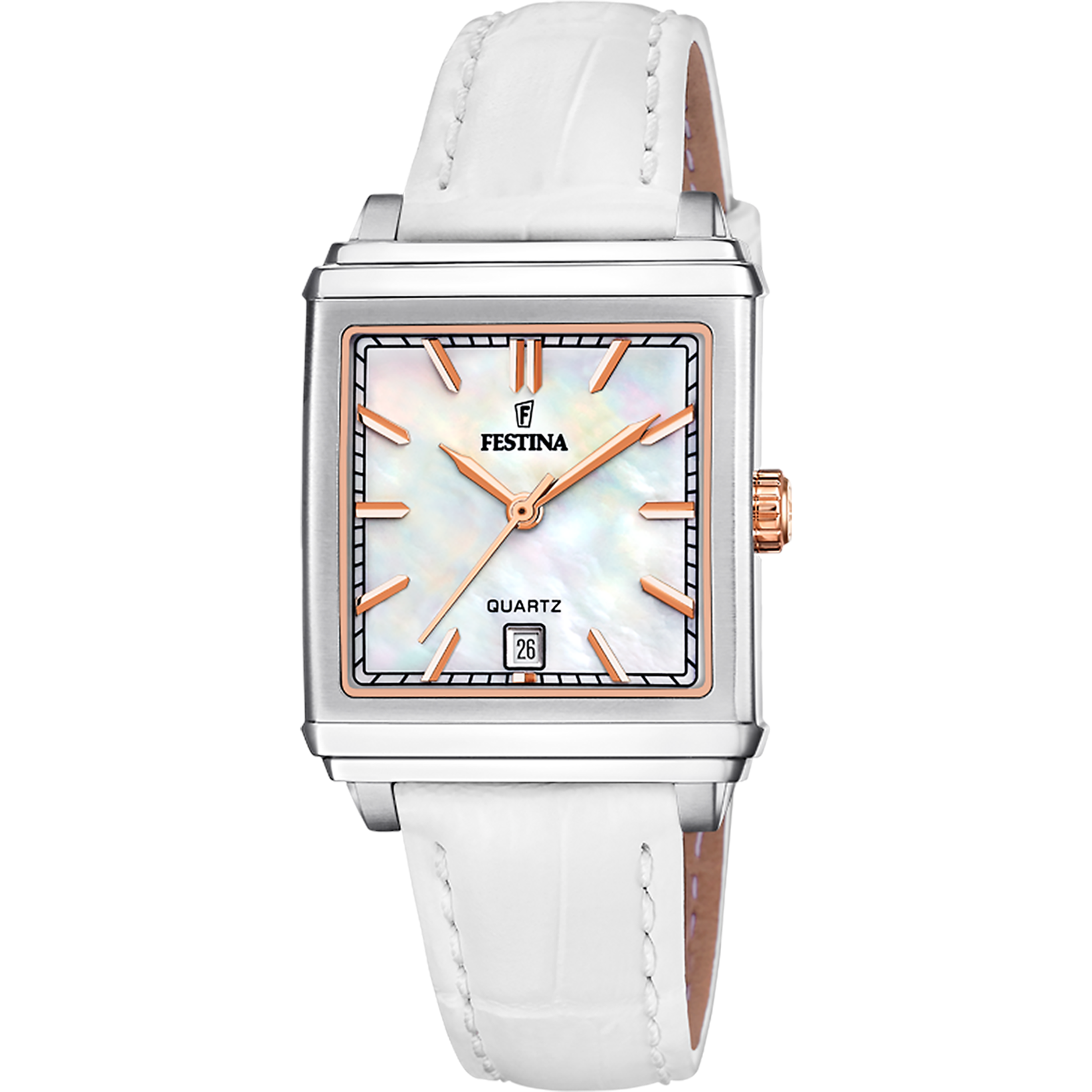Festina On The Square Leather Analog Ladies Watch I Model F20682/1 Quartz Movement