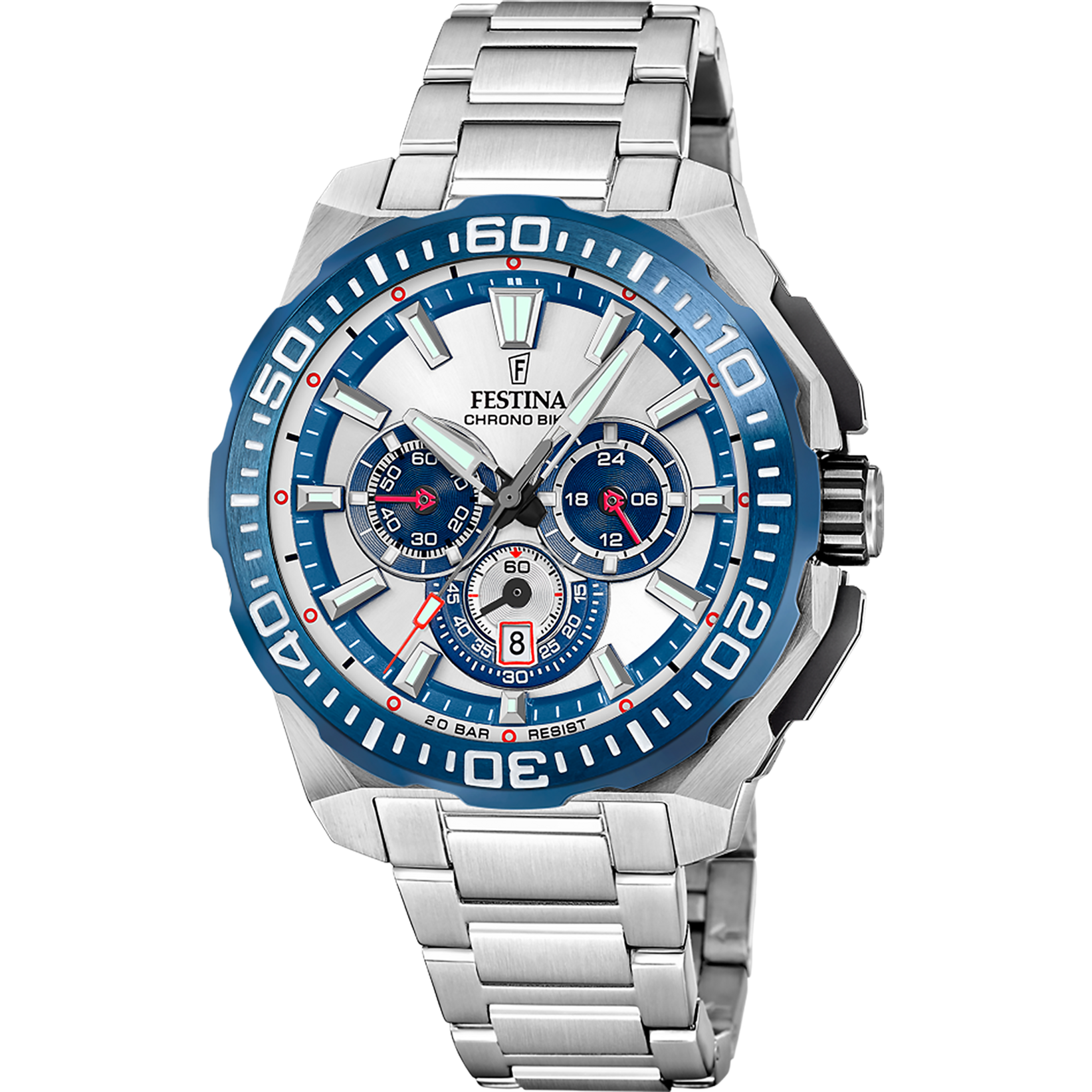 Festina Chrono Bike Stainless Steel Chronograph Mens Watch I Model F20724-1 Quartz Movement