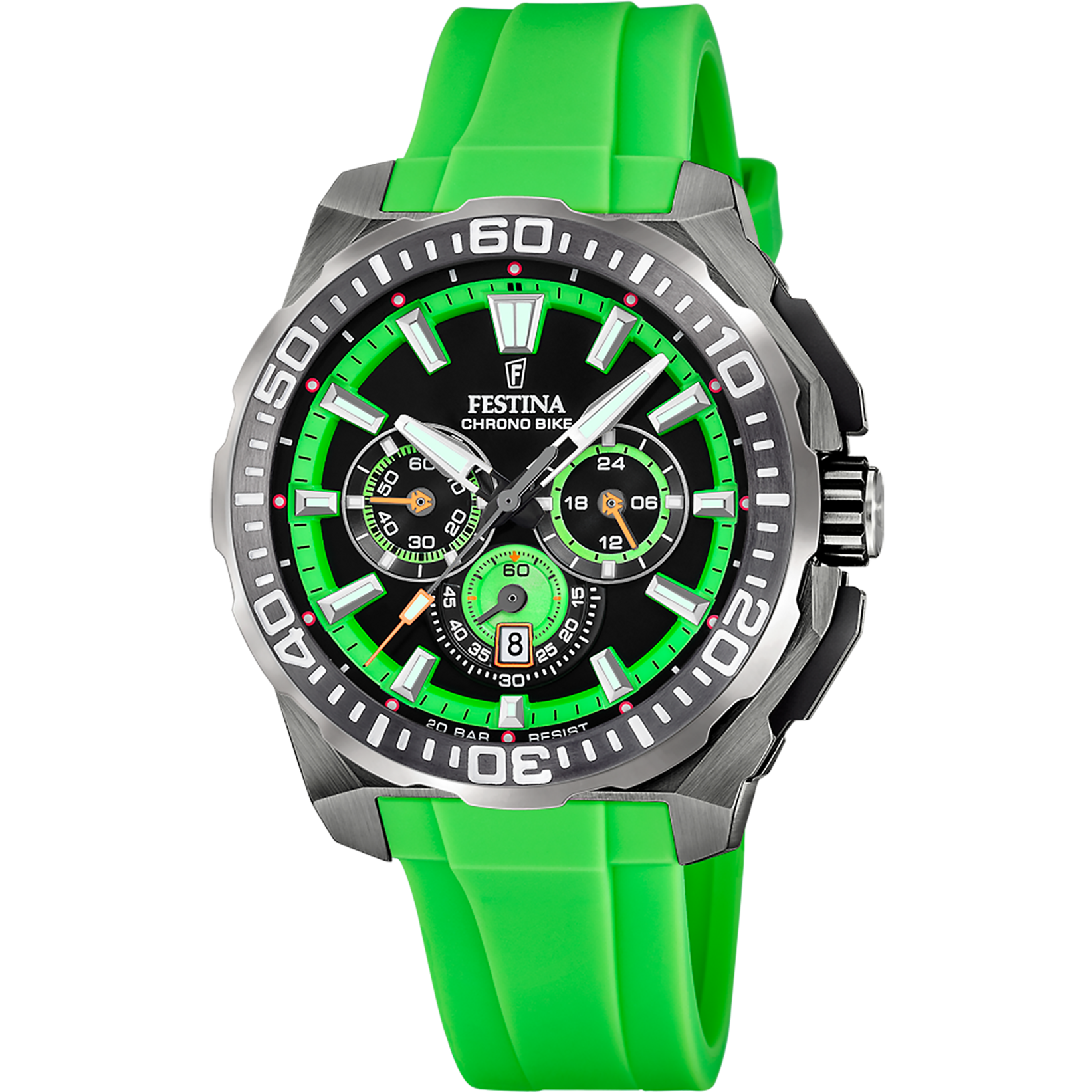 Festina Chrono Bike Rubber Chronograph Mens Watch I Model F20725-3 Quartz Movement