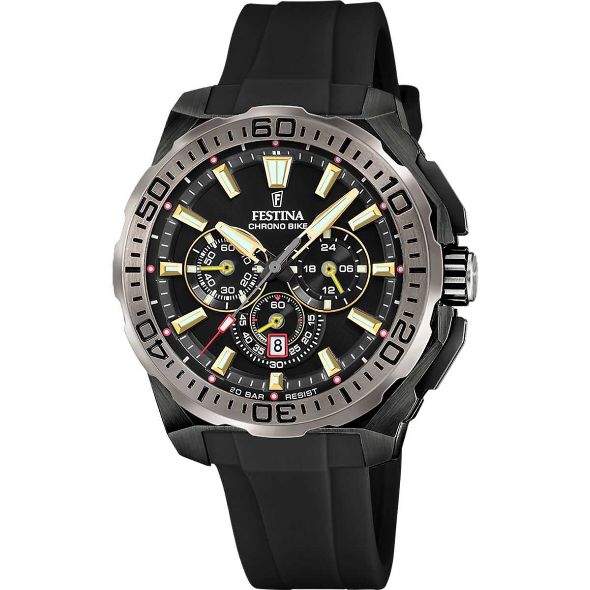 Festina Chrono Bike Rubber Chronograph Mens Watch I Model F20726-3 Qua