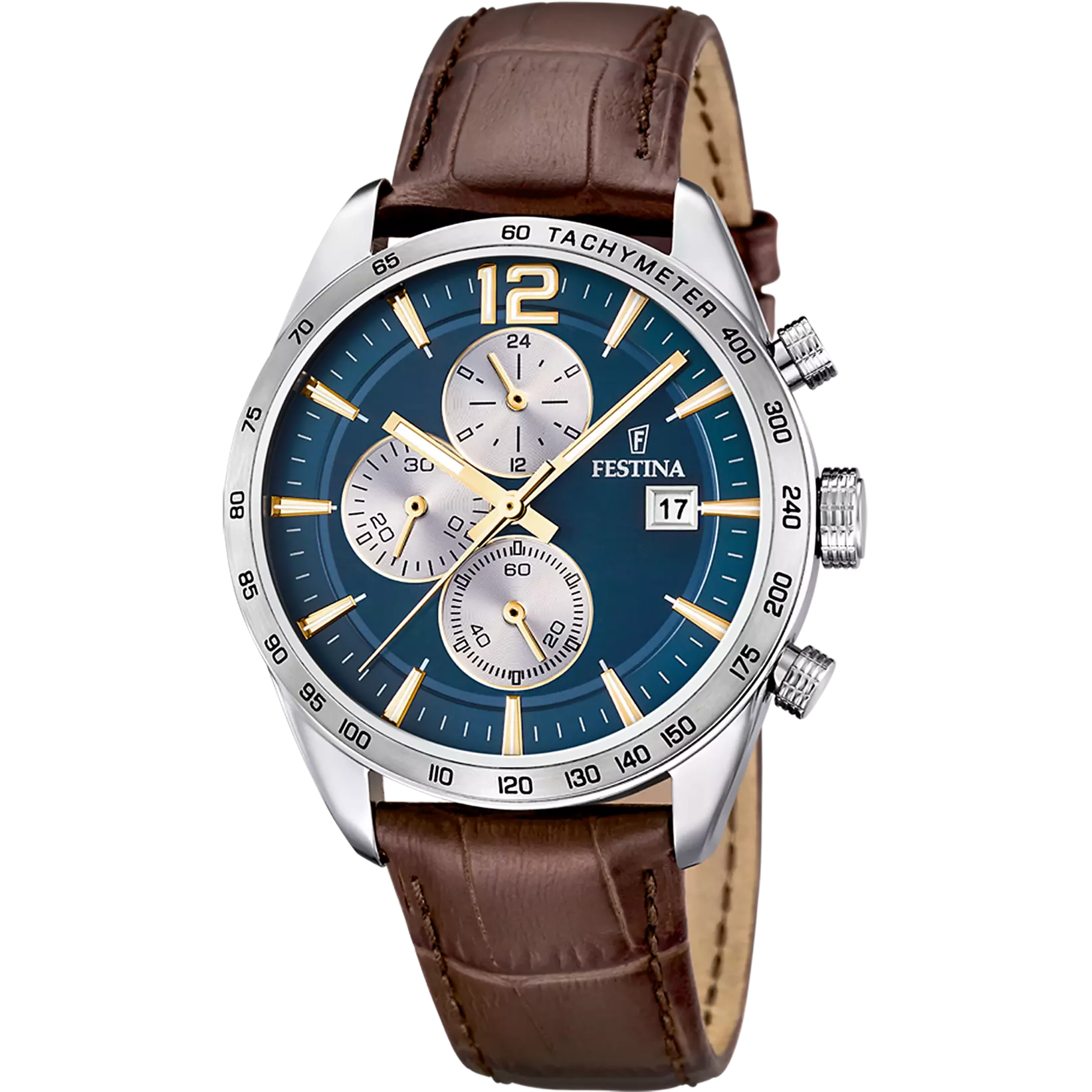 Festina Timeless Chronograph Leather Chronograph Mens Watch I Model F16760/7 Quartz Movement