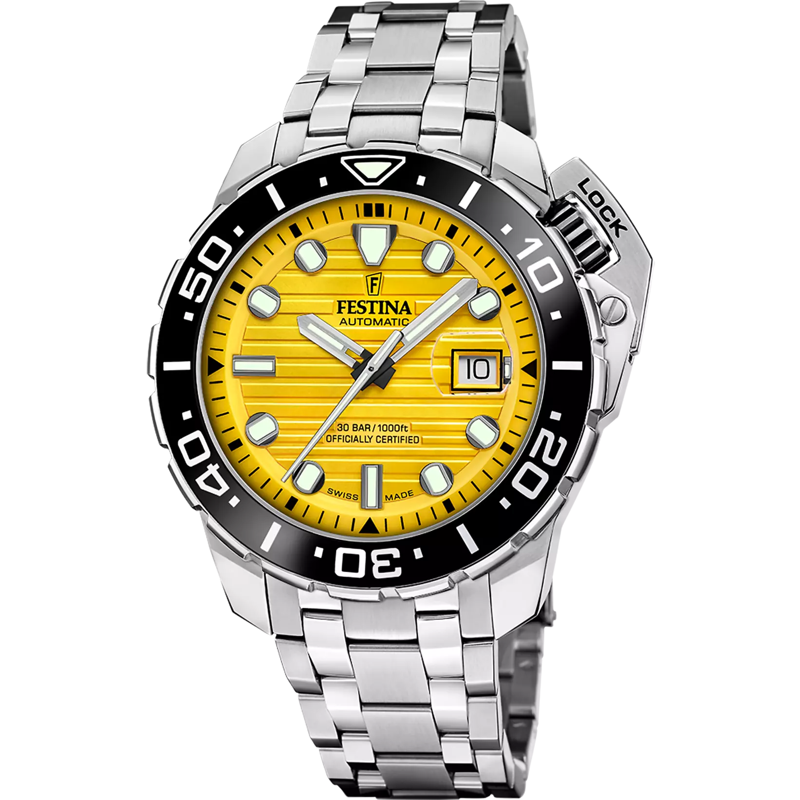 Festina Swiss Made Diver Stainless Steel Analog Mens Watch I Model F20043/1 Automatic Movement