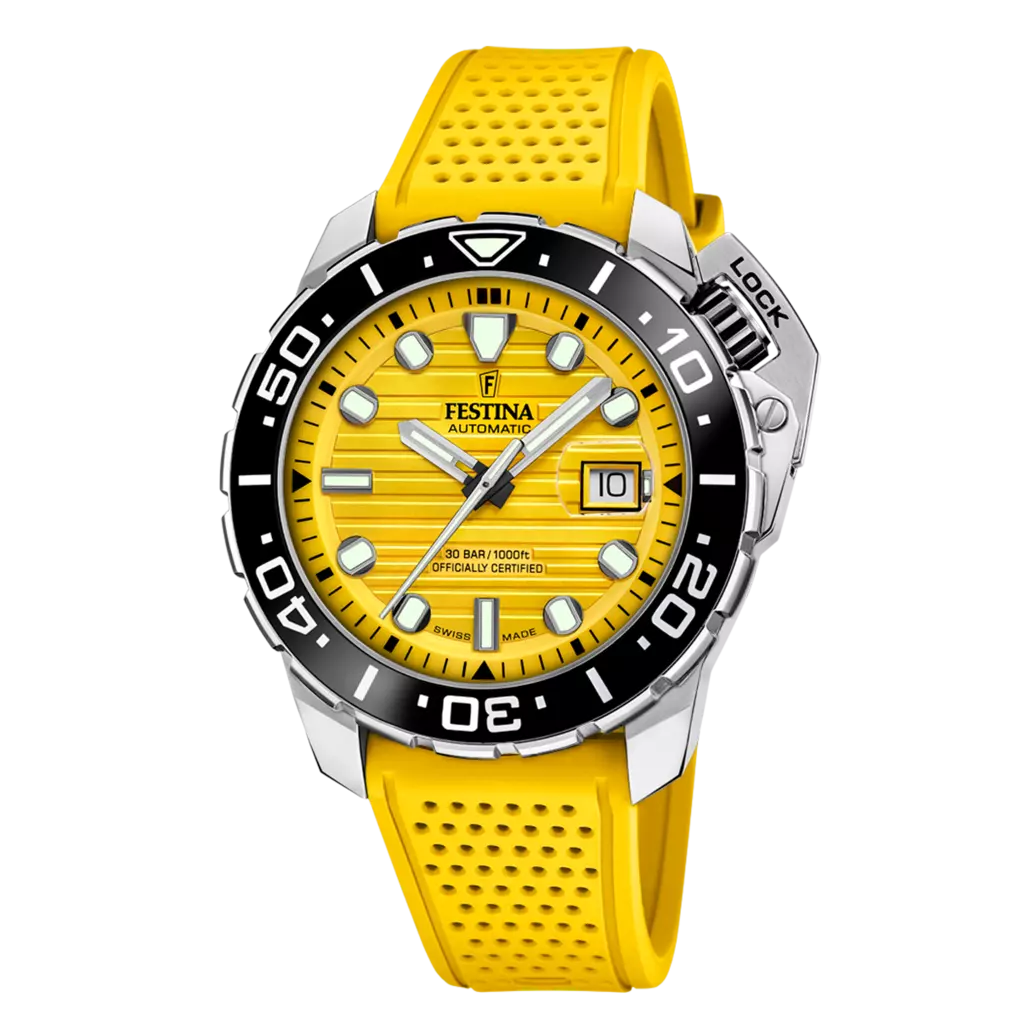 Festina Swiss Made Diver Stainless Steel Analog Mens Watch I Model F20043/1 Automatic Movement