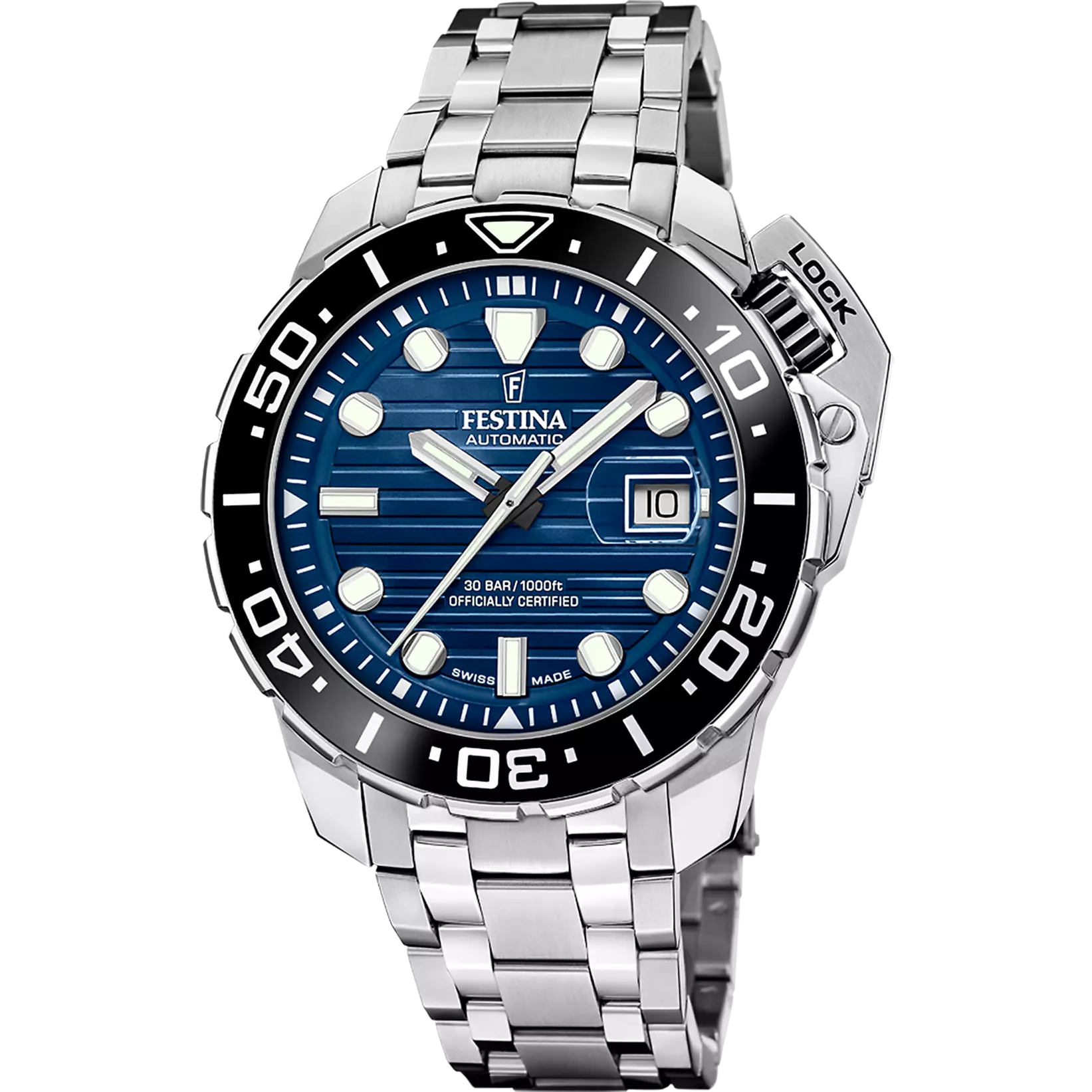 Festina Swiss Made Diver Stainless Steel Analog Mens Watch I Model F20043/2 Automatic Movement