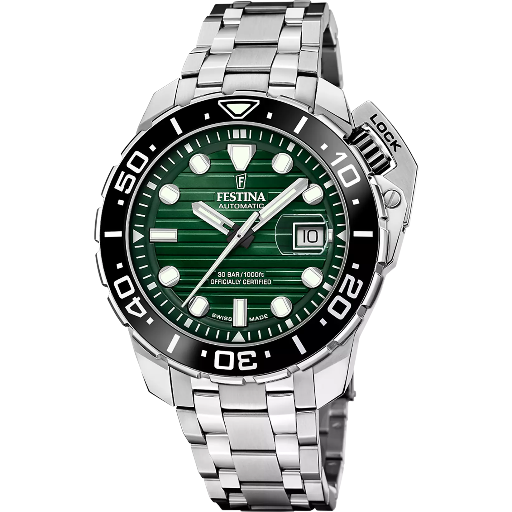 Festina Swiss Made Diver Stainless Steel Analog Mens Watch I Model F20043/4 Automatic Movement