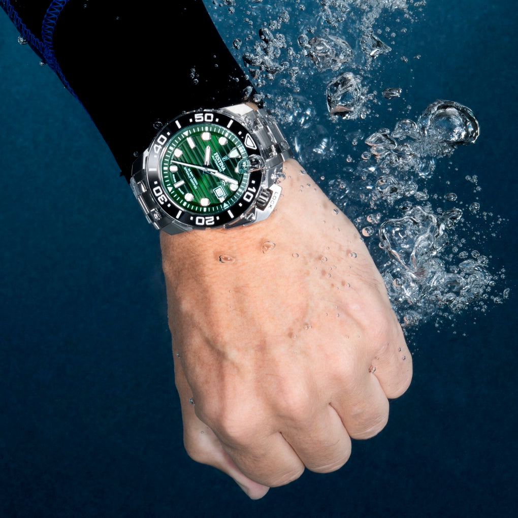 Festina Swiss Made Diver Stainless Steel Analog Mens Watch I Model F20043/4 Automatic Movement