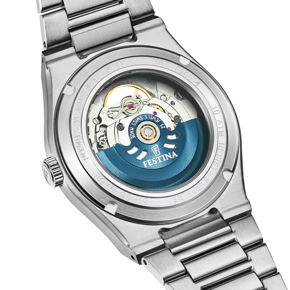 Festina Swiss Made Rive Stainless Steel Analog Mens Watch I Model F20054/4 Automatic Movement