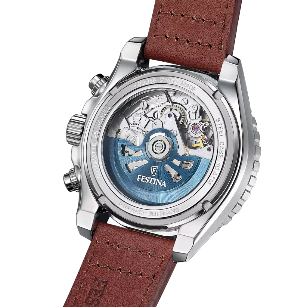 Festina Swiss Made Leather Chronograph Mens Watch I Model F20056/1 Automatic Movement