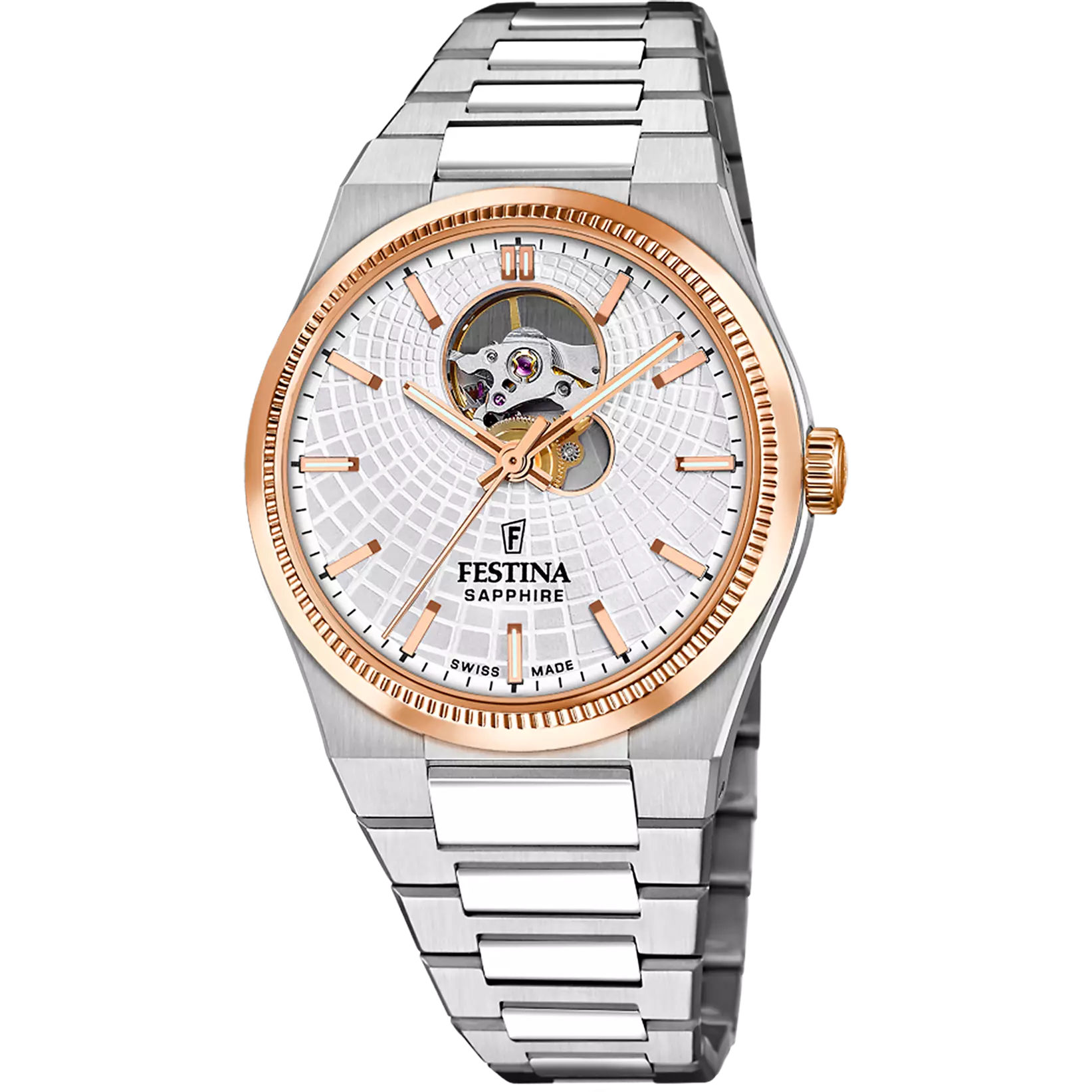 Festina Swiss Made Rive Stainless Steel Analog Mens Watch I Model F20061/1 Automatic Movement