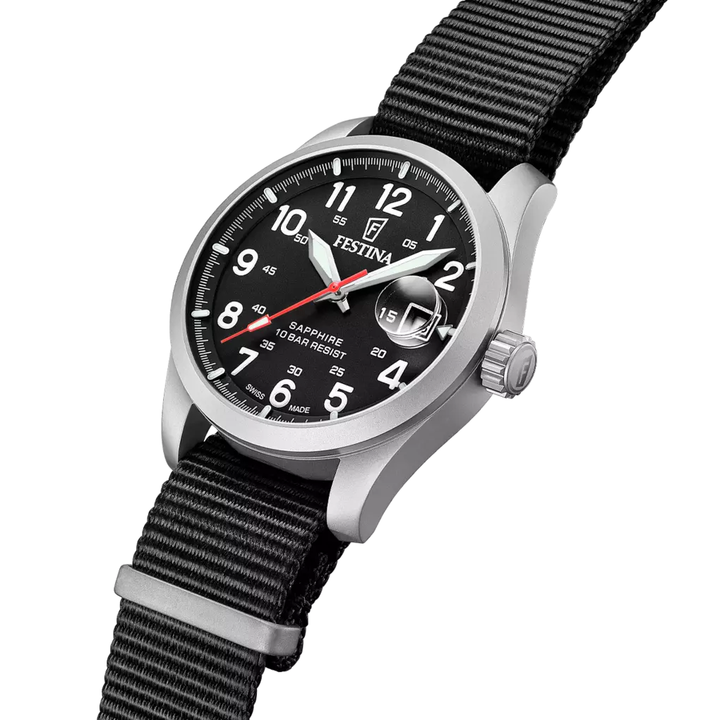 Festina Swiss Made Nylon Analog Mens Watch I Model F20082/3 Quartz Movement