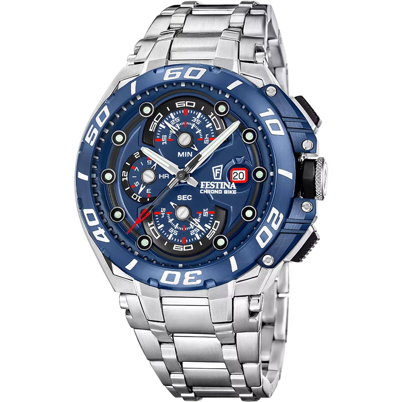 Festina Chrono Bike Stainless Steel Chronograph Mens Watch I Model F20754-4 Quartz Movement