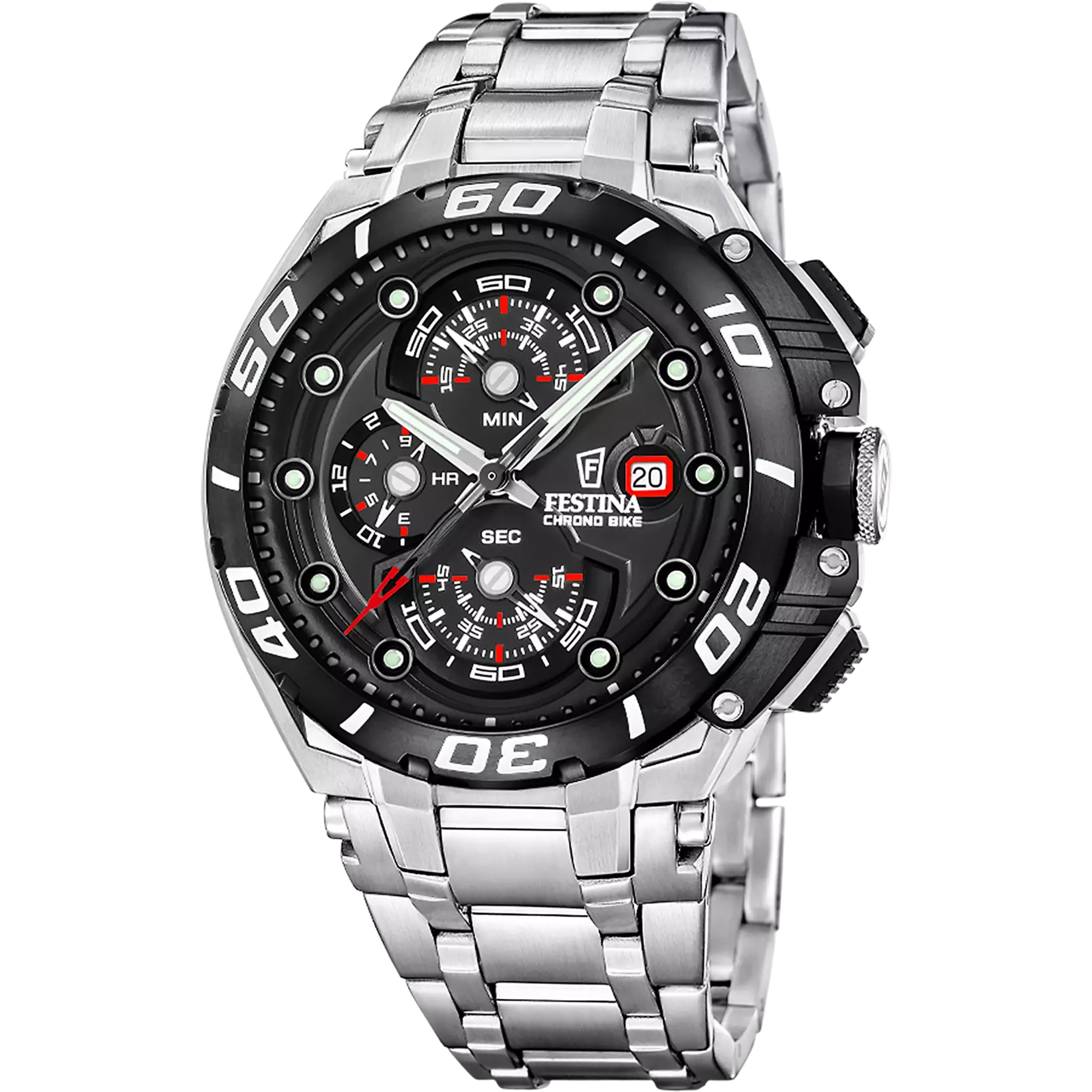Festina Chrono Bike Stainless Steel Chronograph Mens Watch I Model F20754-6 Quartz Movement