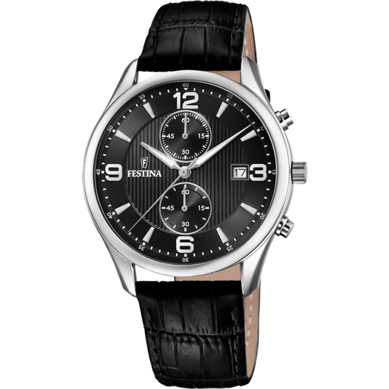 Festina Timeless Chronograph Leather Chronograph Mens Watch I Model F6855/8 Quartz Movement