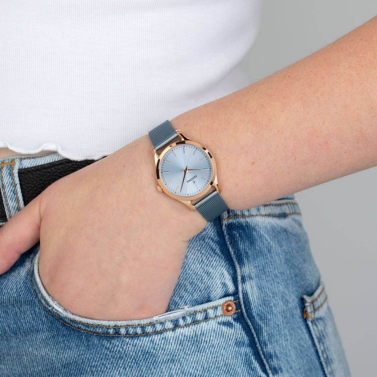 Boyfriend F20507-2 | Water Resistance 50m/160ft - Strap Material Stainless Steel - Size 34 mm / Free shipping, 2 years warranty & 30 Days Return | Festina Watches USA