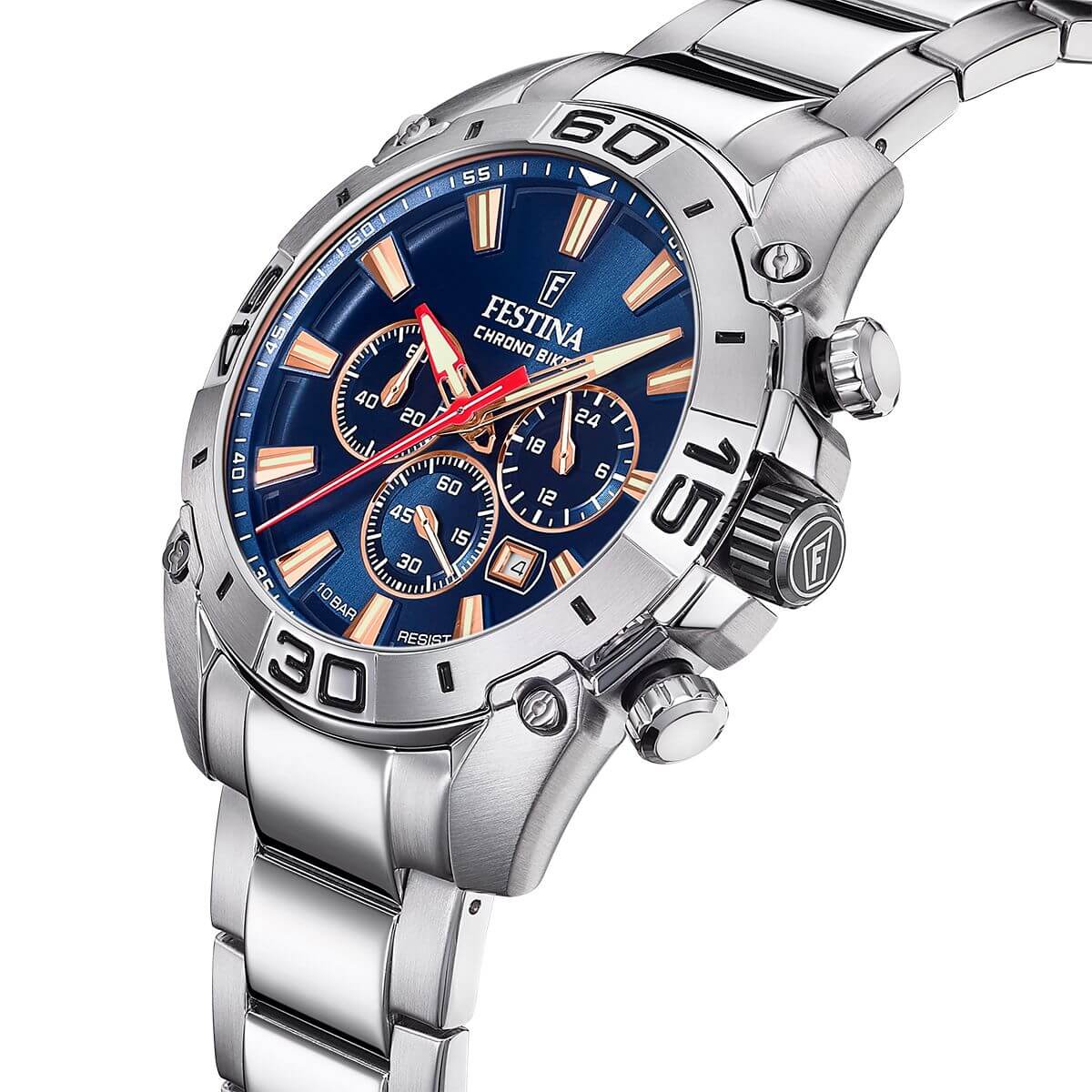 Chrono Bike F20543-4 | Water Resistance 100m/330ft - Strap Material Stainless Steel - Size 46 mm / Free shipping, 2 years warranty & 30 Days Return | Festina Watches USA