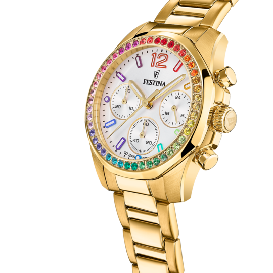 Festina Rainbow Stainless Steel Chronograph Ladies Watch I Model F20609/2 Quartz Movement