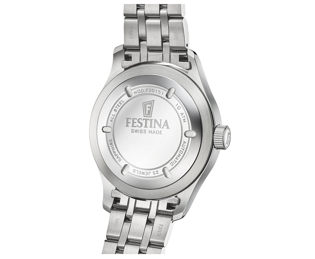 Festina Swiss Made Stainless Steel Analog Mens Watch I Model F20151/B Automatic Movement