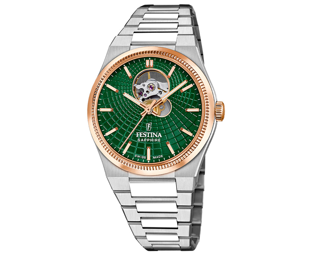 Festina Swiss Made Rive Stainless Steel Analog Mens Watch I Model F20061/3 Automatic Movement