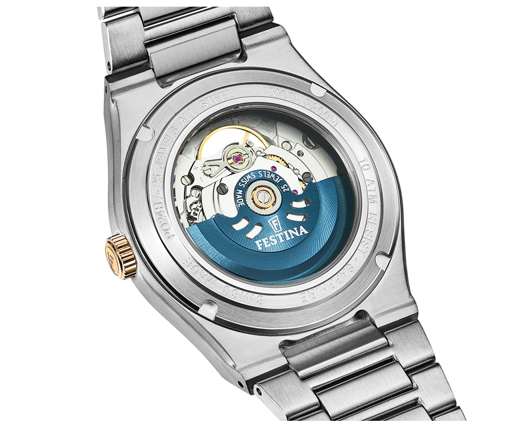 Festina Swiss Made Rive Stainless Steel Analog Mens Watch I Model F20061/1 Automatic Movement