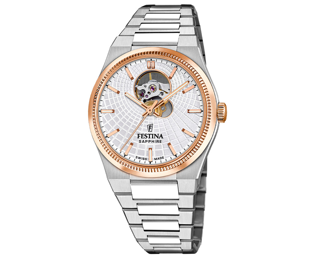 Festina Swiss Made Rive Stainless Steel Analog Mens Watch I Model F20061/1 Automatic Movement
