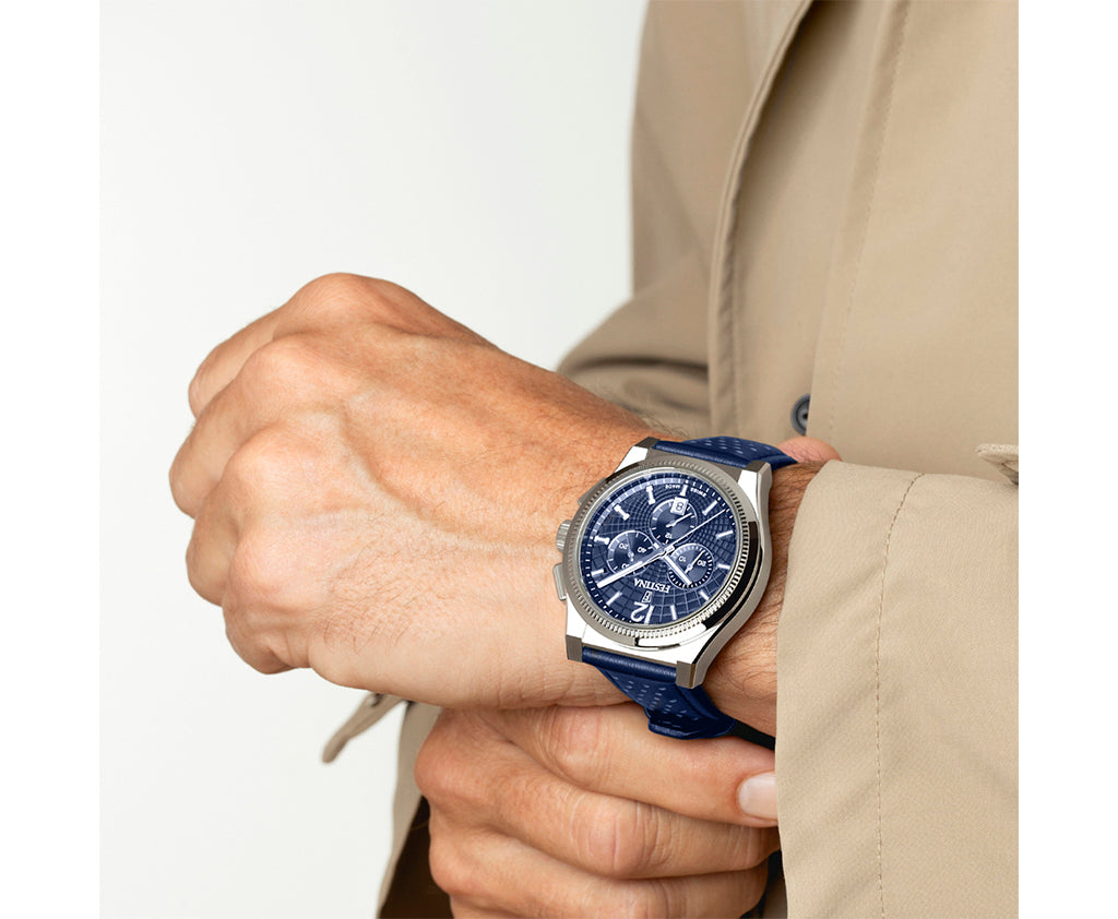 Festina Swiss Made Rive Leather Chronograph Mens Watch I Model F20060/2 Quartz Movement