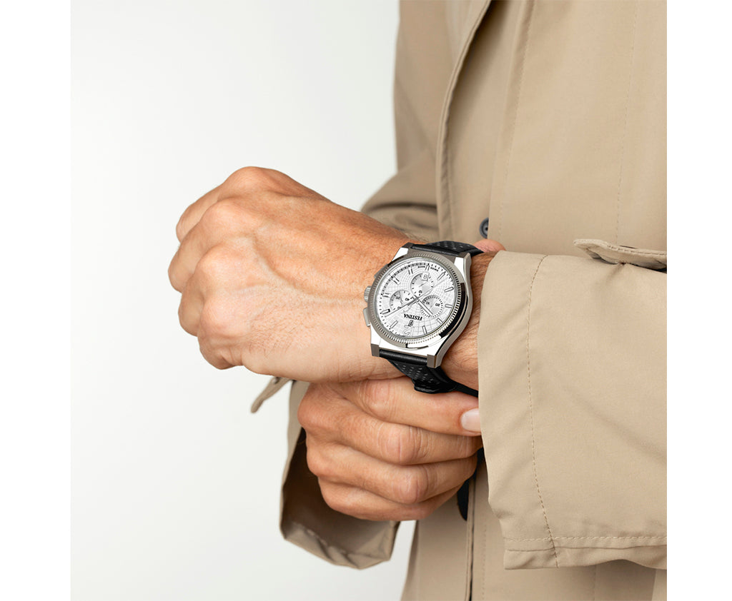 Festina Swiss Made Rive Leather Chronograph Mens Watch I Model F20060/1 Quartz Movement
