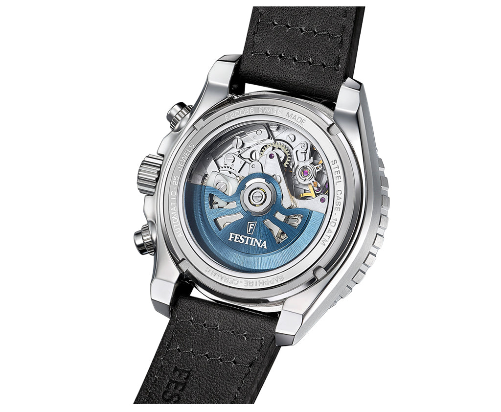 Festina Swiss Made Leather Chronograph Mens Watch I Model F20056/2 Automatic Movement