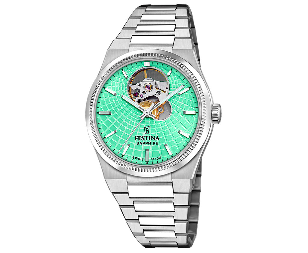 Festina Swiss Made Rive Stainless Steel Analog Mens Watch I Model F20054/3 Automatic Movement
