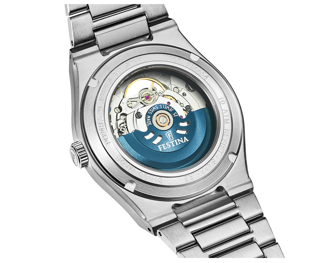 Festina Swiss Made Rive Stainless Steel Analog Mens Watch I Model F20054/1 Automatic Movement