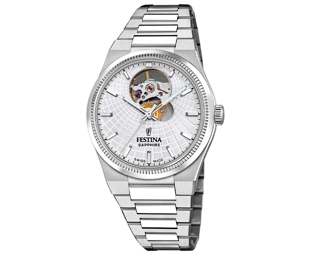 Festina Swiss Made Rive Stainless Steel Analog Mens Watch I Model F20054/1 Automatic Movement