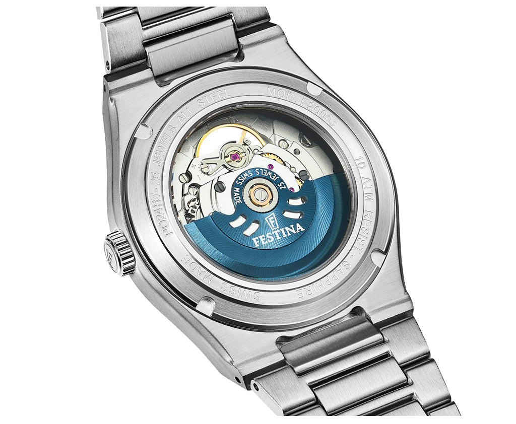 Festina Swiss Made Rive Stainless Steel Analog Mens Watch I Model F20053/5 Automatic Movement
