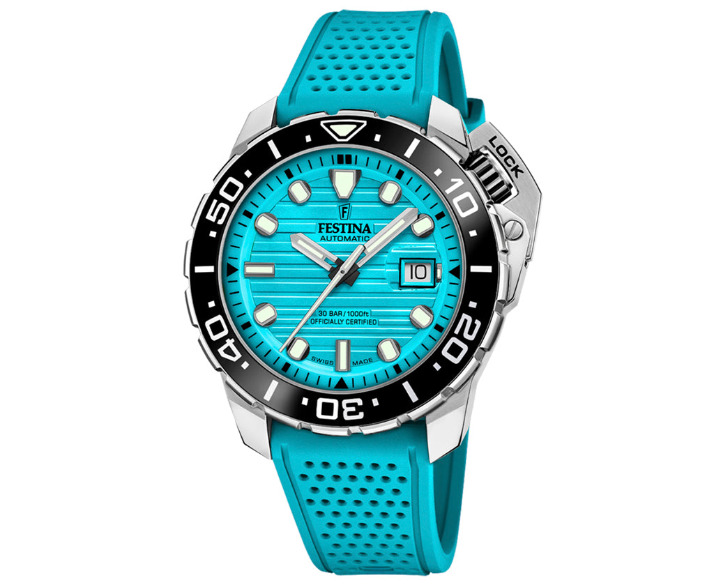 Festina Swiss Made Diver Stainless Steel Analog Mens Watch I Model F20043/5 Automatic Movement