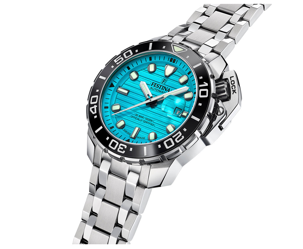 Festina Swiss Made Diver Stainless Steel Analog Mens Watch I Model F20043/5 Automatic Movement